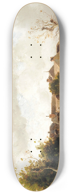 Eugne Ciceri - Figures On The Outskirts Of A Village 8.25 inch art skate deck