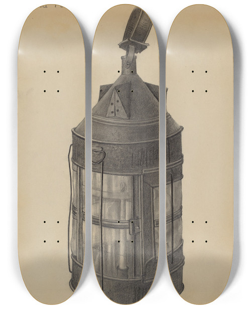 Triptych art skateboard deck of Mildred Ford Lantern_6 by Mildred Ford (20-)