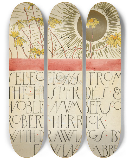 Triptych art skateboard deck of Edwin Austin Abbey Sketch For An Illustration For Selections From The Poetry Of Robert Herrick by Edwin Austin Abbey (1852-1911)