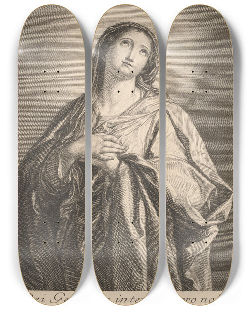 Triptych art skateboard deck of Giovanni Bottani The Virgin by Giovanni Bottani (1725-1804)