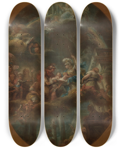 Triptych art skateboard deck of Gabrielfranois Doyen The Russian Nobility Offering The Imperial Princes To Minerva by Gabriel-Franois Doyen (1726-1806)
