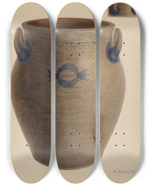 Triptych art skateboard deck of Nicholas Amantea Crock_8 by Nicholas Amantea (1900-1978)