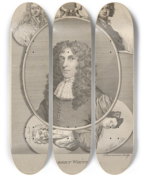 Triptych art skateboard deck of Alexander Bannerman Robert White P Vansomer Isaac Becket John Start And William Elder by Alexander Bannerman (1730-1780)
