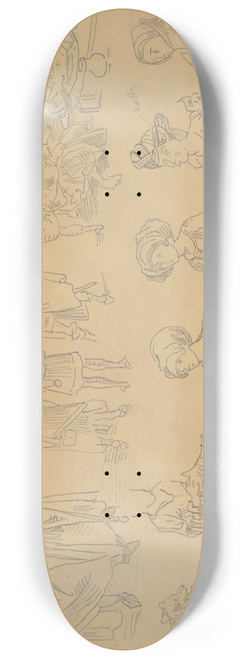 Eugne Delacroix - Figures in Medieval Costume (Tracings from the Nuremberg Chronicle) 8.25 inch art skate deck