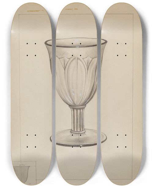 Triptych art skateboard deck of Philip Johnson Goblet_1 by Philip Johnson
