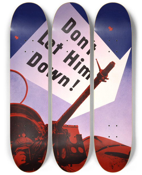 Triptych art skateboard deck of Lester Beall Dont Let Him Down by Lester Beall (1903-1969)
