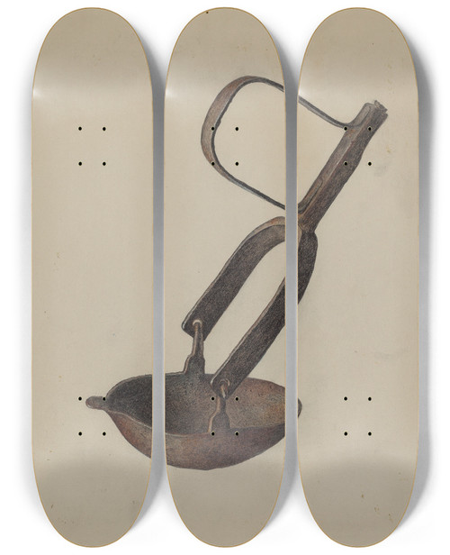 Triptych art skateboard deck of Roy Weber Swinging Lamp by Roy Weber