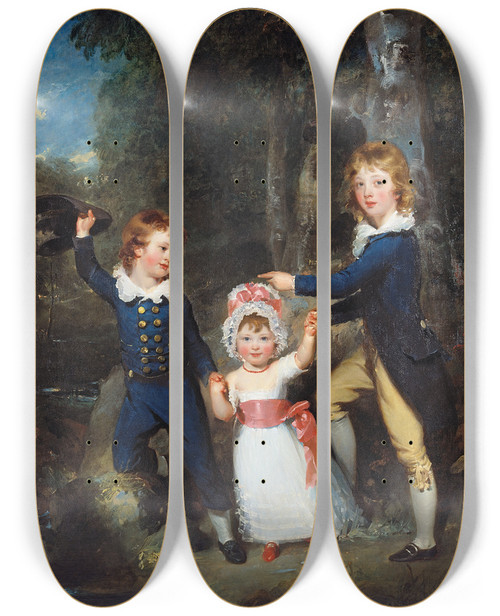 Triptych art skateboard deck of Sir Thomas Lawrence Portrait Of The Children Of Lord George Cavendish by Sir Thomas Lawrence (1769-1830)