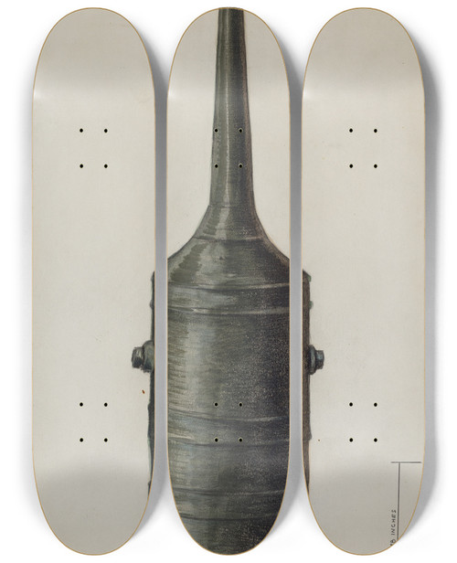 Triptych art skateboard deck of Raymond Manupelli Sausage Stuffer by Raymond Manupelli