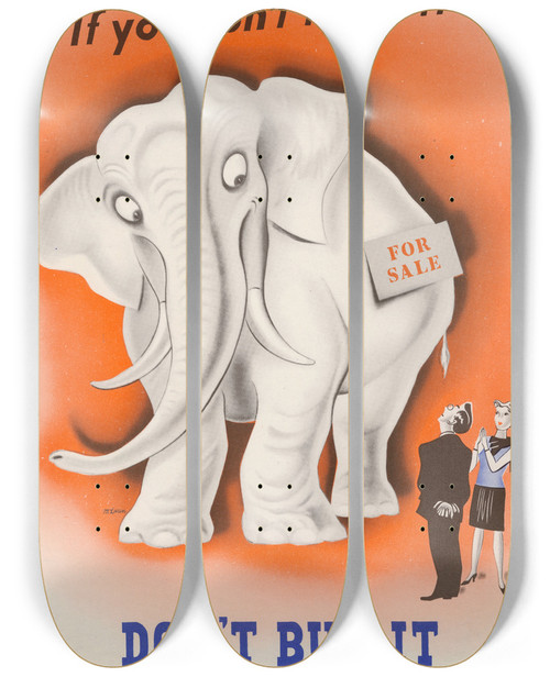 Triptych art skateboard deck of Alex Mclaren If You Dont Need Itdont Buy It by Alex Mclaren (20-)