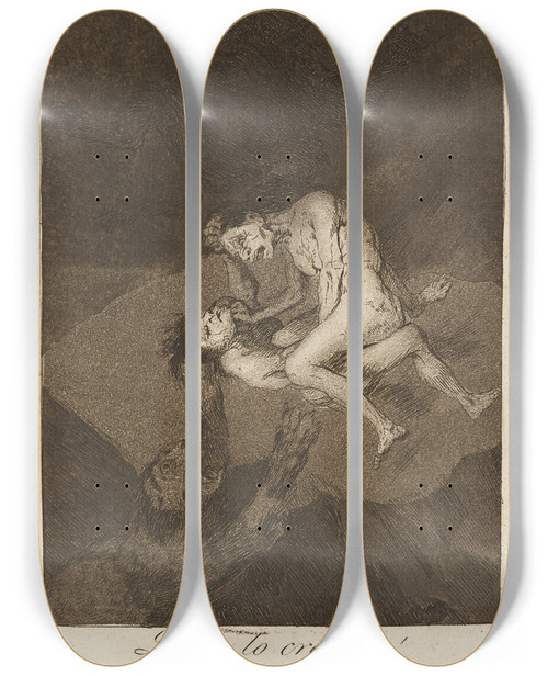 Triptych art skateboard deck of Francisco De Goya Quien Lo Creyera Who Would Have Thought It by Francisco de Goya (1746-1828)