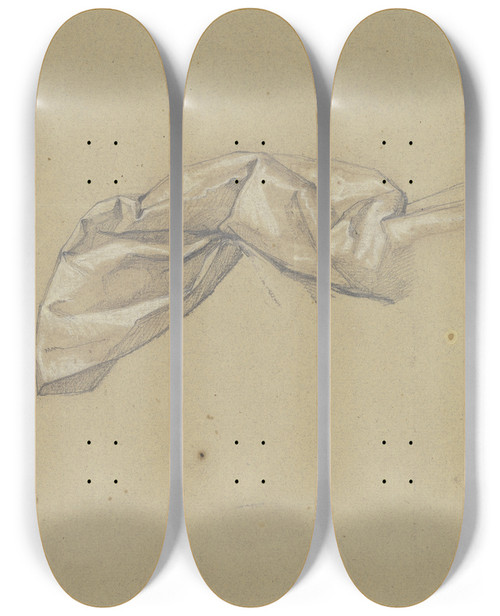 Triptych art skateboard deck of Victor Mller Drapery Study by Victor Muller (1829-1871)