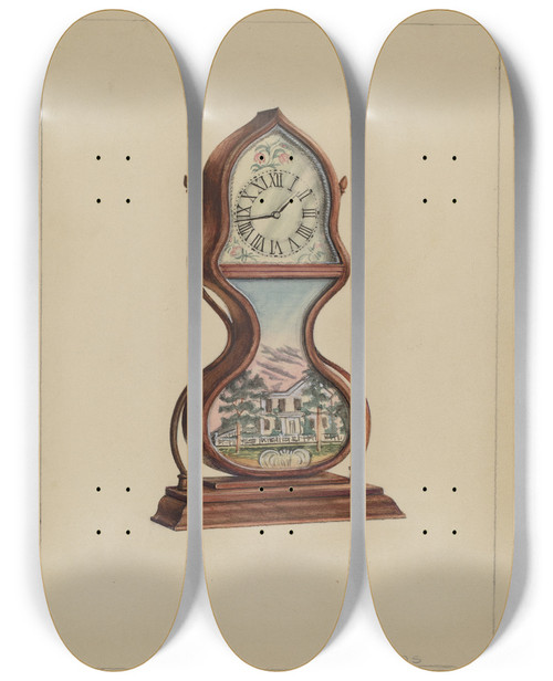 Triptych art skateboard deck of Lawrence Phillips Clock_3 by Lawrence Phillips