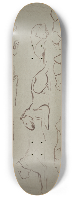 Eugne Delacroix - Studienblatt mit Lwen und Tigern 8.25 inch art skate deck