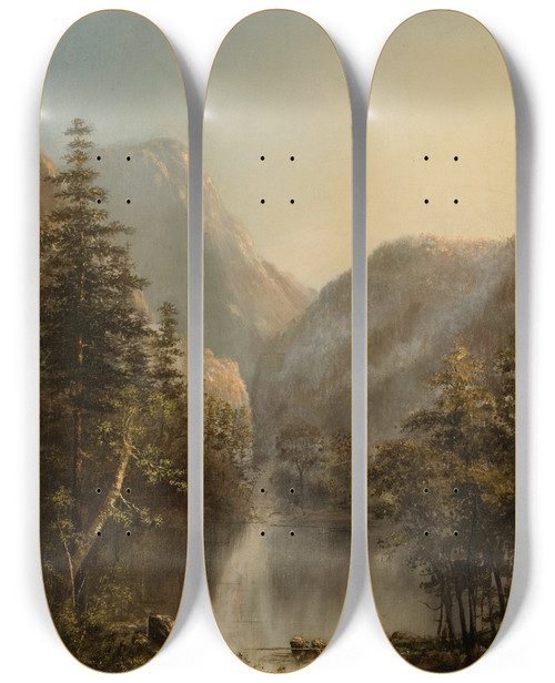 Triptych art skateboard deck of American School A Lake In The Mountains by American School (19-20-)