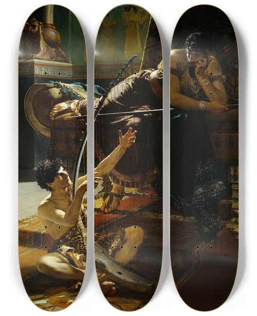Triptych art skateboard deck of Julius Kronberg David And Saul by Julius Kronberg (1850-1921)
