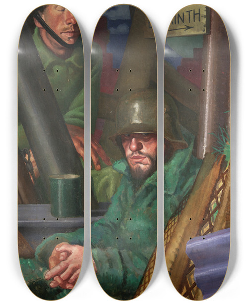 Triptych art skateboard deck of Colin Gill The Captive by Colin Gill (1892-1940)
