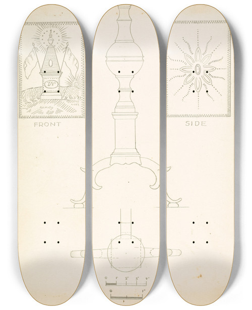 Triptych art skateboard deck of Hans Korsch Andiron One Of Pair_13 by Hans Korsch