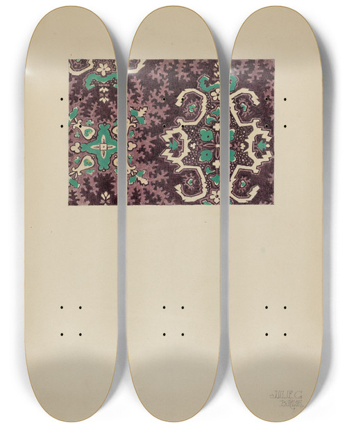 Triptych art skateboard deck of Julie C Brush Printed Cotton_2 by Julie C Brush