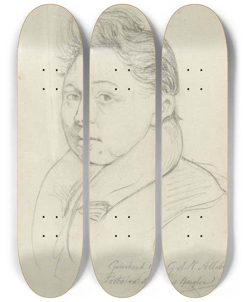 Triptych art skateboard deck of August Alleb Portret Van De Heer Frans Spengler by August Allebe (1838-1927)