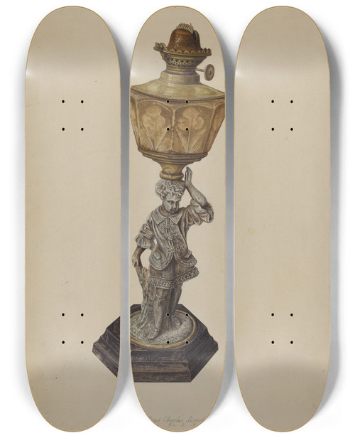 Triptych art skateboard deck of Lloyd Charles Lemcke Table Lamp by Lloyd Charles Lemcke