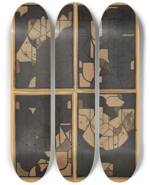 Triptych art skateboard deck of Richard Nicolas Roland Holst Tapijtontwerp Voor Raam In Het Noordertransept Van De Dom Te Utrecht by Richard Nicolaus Roland Holst (1868-1938)