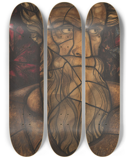 Triptych art skateboard deck of Richard Nicolas Roland Holst Ontwerp Voor Raam In Het Noordertransept In De Dom Te Utrecht 57 by Richard Nicolaus Roland Holst (1868-1938)