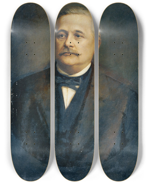 Triptych art skateboard deck of Franz Von Lenbach Der Kaiserliche Rat Und Reichstagsabgeordnete Isaak Rubinstein by Franz Von Lenbach (1836-1904)