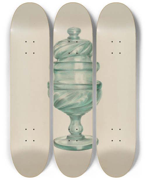 Triptych art skateboard deck of Elisabeth Fulda Sugar Bowl by Elisabeth Fulda