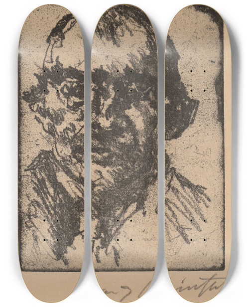 Triptych art skateboard deck of Lovis Corinth Selfportrait_1 by Lovis Corinth (1858-1925)