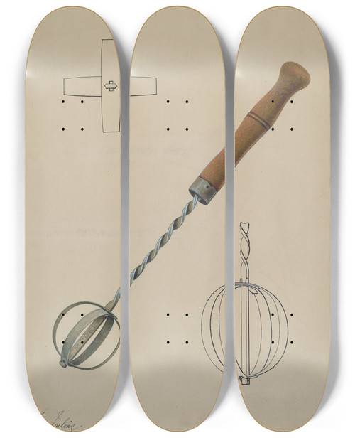 Triptych art skateboard deck of Ivar Julius Egg Beater by Ivar Julius