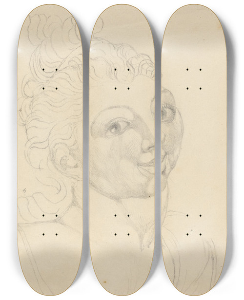 Triptych art skateboard deck of William Blake Wat Tylers Daughter by William Blake (1757-1827)