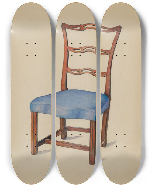 Triptych art skateboard deck of Carl Weiss Side Chair by Carl Weiss