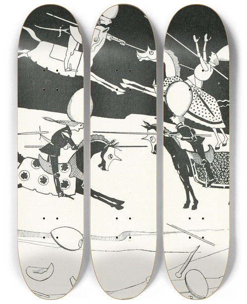 Triptych art skateboard deck of Jean De Bosschre A Most Obstinate War For Sixandthirty Moons Past by Jean de Bosschre (1878-1953)