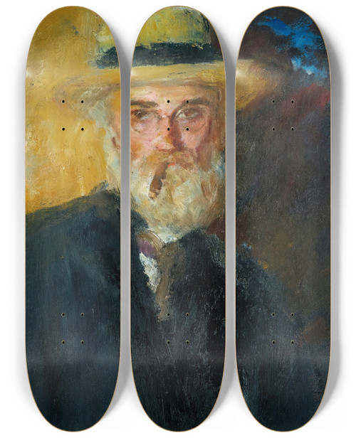Triptych art skateboard deck of John Butler Yeats Self Portrait by John Butler Yeats (1839-1922)
