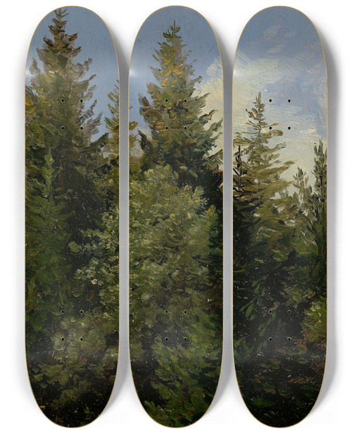 Triptych art skateboard deck of Carl Gustav Carus Firs by Carl Gustav Carus (1789-1869)
