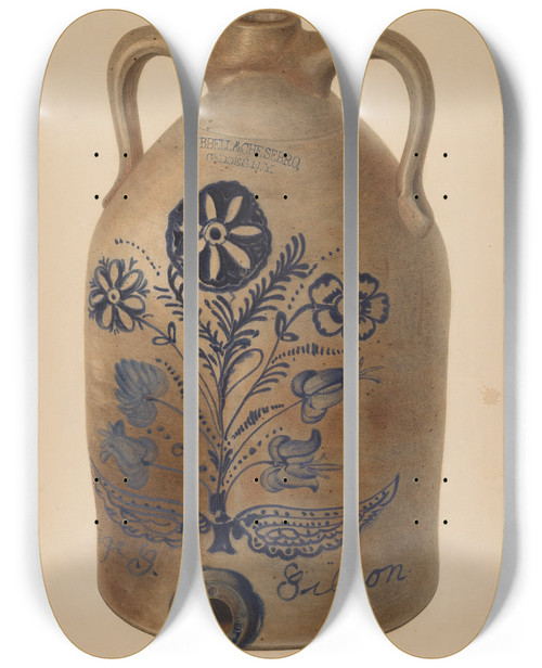 Triptych art skateboard deck of Nicholas Amantea Water Or Cider Jug by Nicholas Amantea (1900-1978)