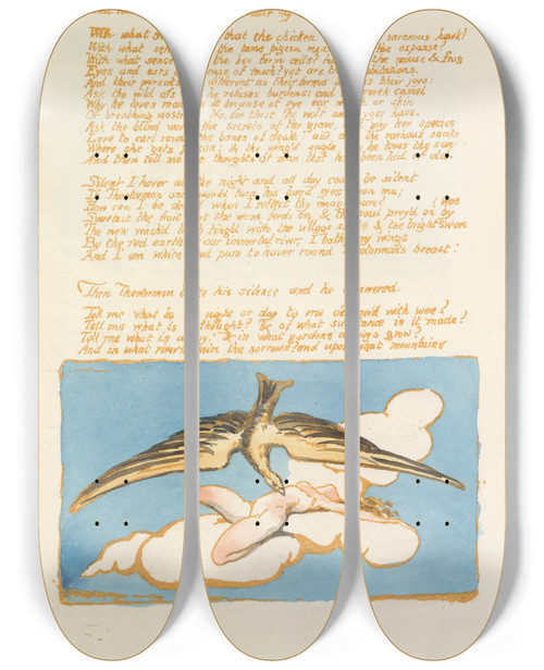 Triptych art skateboard deck of William Blake Visions Of The Daughters Of Albion Pl 05 by William Blake (1757-1827)