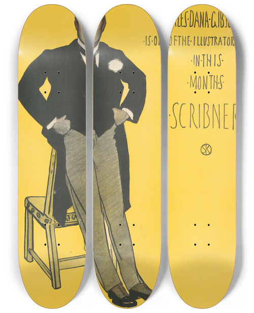 Triptych art skateboard deck of William Sergeant Kendall Charles Dana Gibson Is One Of The Illustrators In This Months Scribners by William Sergeant Kendall (1869-1938)