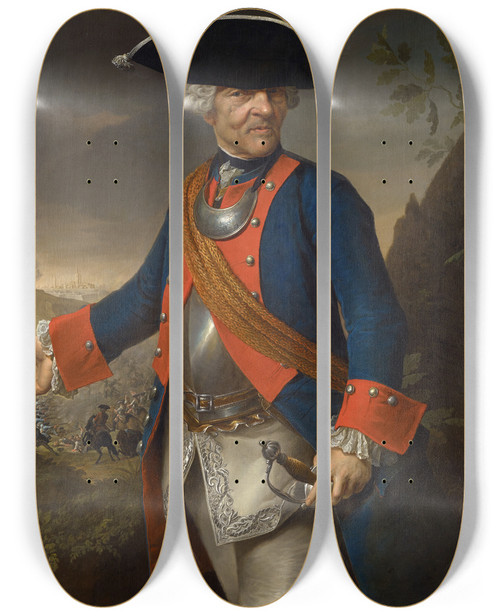 Triptych art skateboard deck of Johann Nikolaus Grooth Portrait Of Hieronymus Linder Of Basel by Johann Nikolaus Grooth (1723-1797)