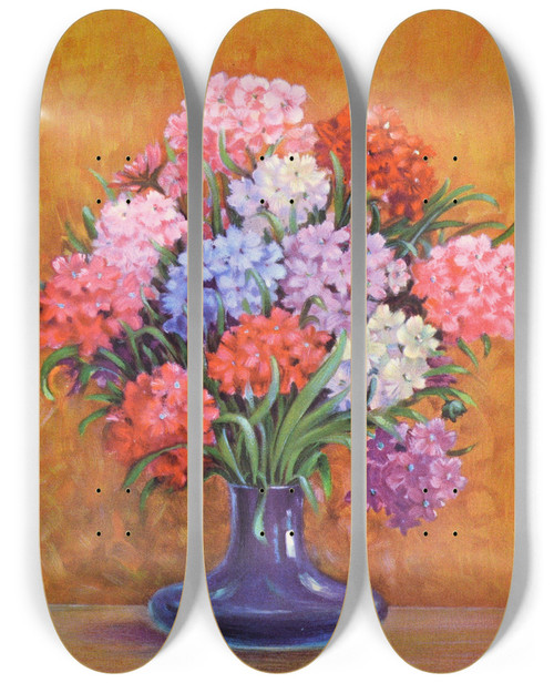 Triptych art skateboard deck of Lafayette F Cargill Candytuft by Lafayette F Cargill (20-)