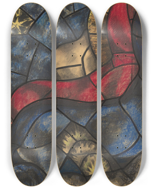 Triptych art skateboard deck of Richard Nicolas Roland Holst Ontwerp Voor Raam In Het Noordertransept In De Dom Te Utrecht 14 by Richard Nicolaus Roland Holst (1868-1938)