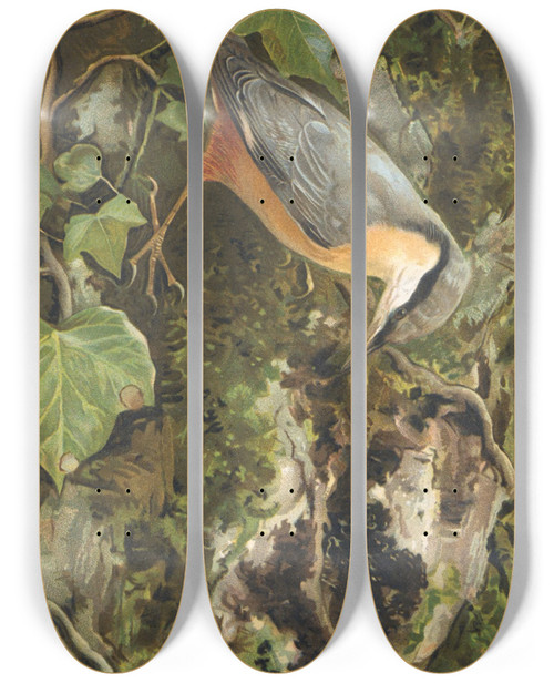 Triptych art skateboard deck of Lopaul Robert Sitelle by Leo Paul Robert (1851-1923)