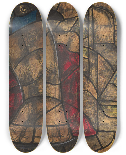Triptych art skateboard deck of Richard Nicolas Roland Holst Ontwerp Voor Raam In Het Noordertransept In De Dom Te Utrecht 12 by Richard Nicolaus Roland Holst (1868-1938)