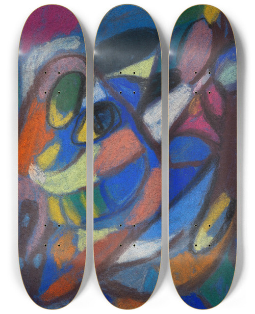 Triptych art skateboard deck of Adolf Hlzel Komposition_3 by Adolf Holzel (1853-1934)