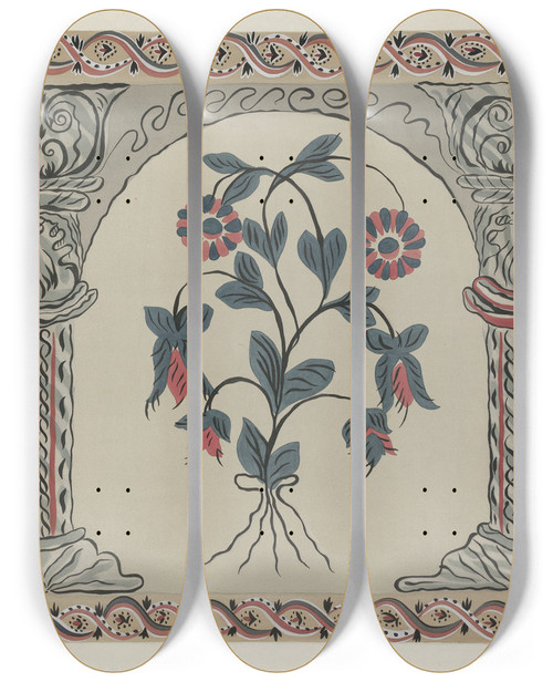 Triptych art skateboard deck of Michael Lauretano Fragment Of Wall Decoration_3 by Michael Lauretano
