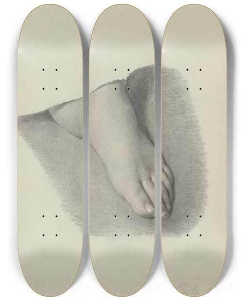Triptych art skateboard deck of Eugen Eduard Schffer Der Linke Fu Von Eduard Steinbrcks Genoveva Im Walde by Eugen Eduard Schaffer (1802-1871)