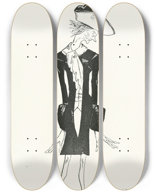 Triptych art skateboard deck of Jean De Bosschre You Will Grow Weak And Faint by Jean de Bosschre (1878-1953)