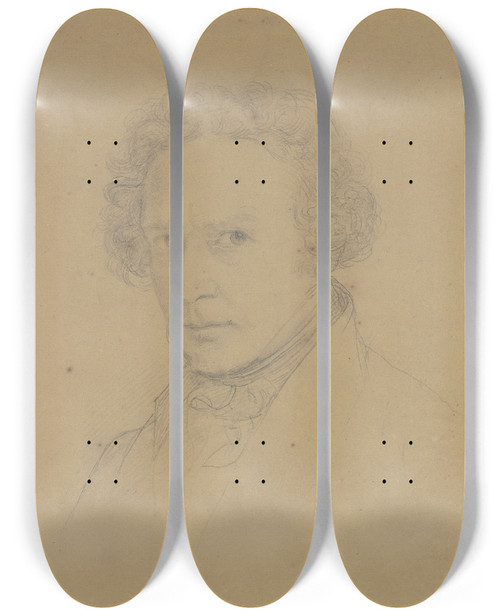 Triptych art skateboard deck of Philipp Veit Selfportrait by Philipp Veit (1793-1877)