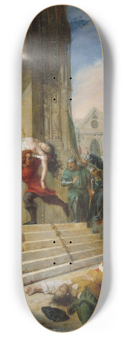 Eugnie Henry - Quasimodo sauvant la Esmeralda des mains de ses bourreaux 8.25 inch art skate deck